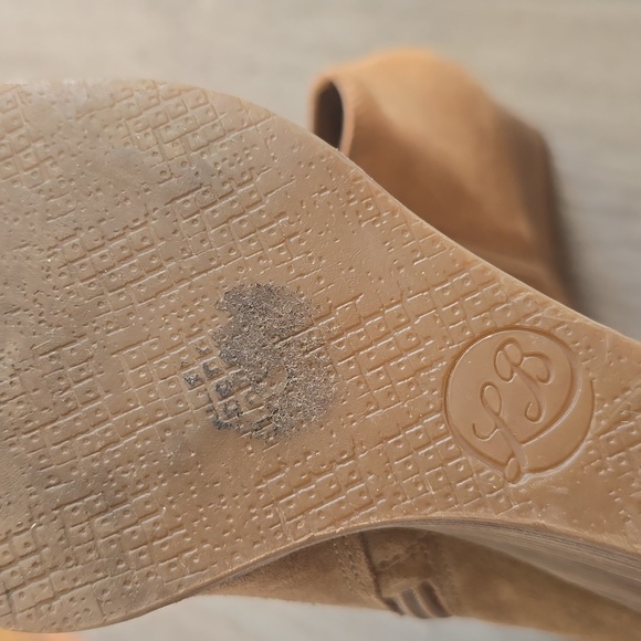 Lucky Brand Yakeena Suede Booties Size 8.5 Leather Upper Camel Brown - Picture 7 of 10